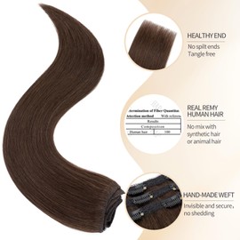 S-noilite Clip-In Real Hair Extensions, Dark Brown, 40 cm, 73 g, Straight, 3 Pieces