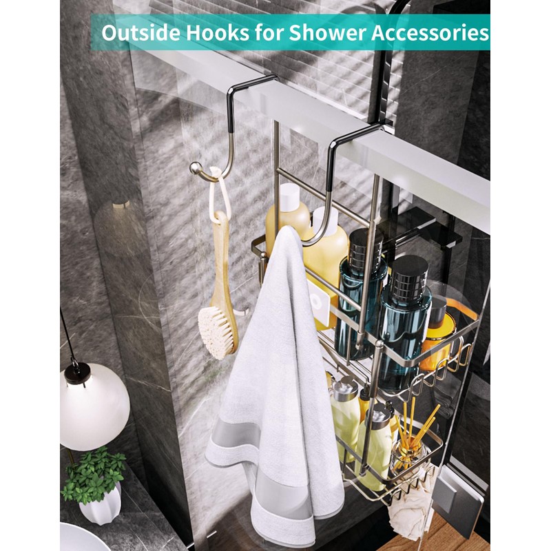 HapiRm Hanging Shower Caddy Over the Door with Soap Holder,