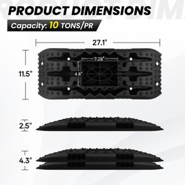 ROBLOCK Off-Road Traction Boards with Jack Lift Base and Carry Bag, 27.1" Reinforced Recovery Boards Offroad on Sand, Mud, Snow, Portable Overlanding Gear for 4WD, Truck, Jeep, RV, SUV, Red, Pack of 2