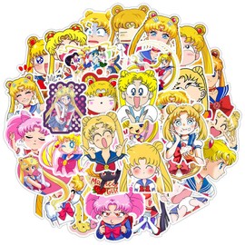 50PCS Anime Sailor Moon Stickers Pack for Water Bottle Laptop Room Graffiti Stickers for Girls Child Birthday Party Favor Supply (Sailor Moon)