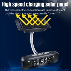 Tire Pressure Sensor Monitoring System, Free Angle Adjustment with LCD Display, TPMS Universal Car Detector, Real Time Pressure Monitoring with External Valve