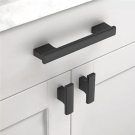 Asidrama 10 Pack 3.75 Inch(96mm) Matte Black Kitchen Cabinet Handles, Cabinet Pulls Kitchen Cabinet Hardware for Cupboard Drawer Pulls