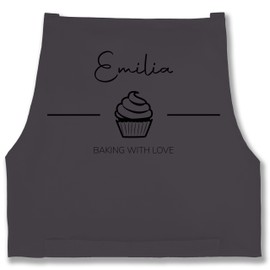 Geschenk mit Namen personalisiert by Shirtracer - Apron - Baking with Love with Name, 5 anthracite