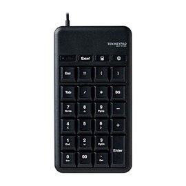 ELECOM Wired Membrane Tenkey M-size with USB Port, Hotkeys, High Durability, Black TK-TCM015BK