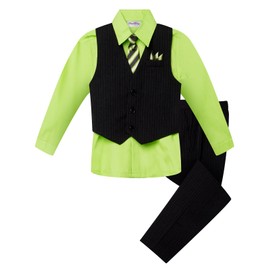 Rafael Boy's Colored Shirt Pinstripe 4 Piece Pinstriped Vest Set Size Infant-Boy SIZE 12
