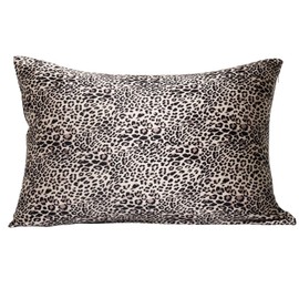 MANSPHIL 100% Mulberry Silk Pillowcases for Hair and Skin, Both Side 22 Momme Silk, Brown Leopard Pillow Cases, Hidden Zipper, 6A Grade Soft Breathable Cooling, 50cmx91cm