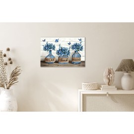 TIHUSAGO Farmhouse Wall Art - Still Life Flower Canvas Art, Relax Soak Unwind Prints Picture for Country Bathroom Decor, Funny Jars Painting Framed Artwork Rustic Home Décor, S(12x18 Inches)