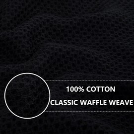 smiry 100% Cotton Kitchen Dish Towels, 12" x 12", 8 Pack Waffle Weave Kitchen Towels, Ultra Soft Absorbent Quick Drying Dish Cloths, Black