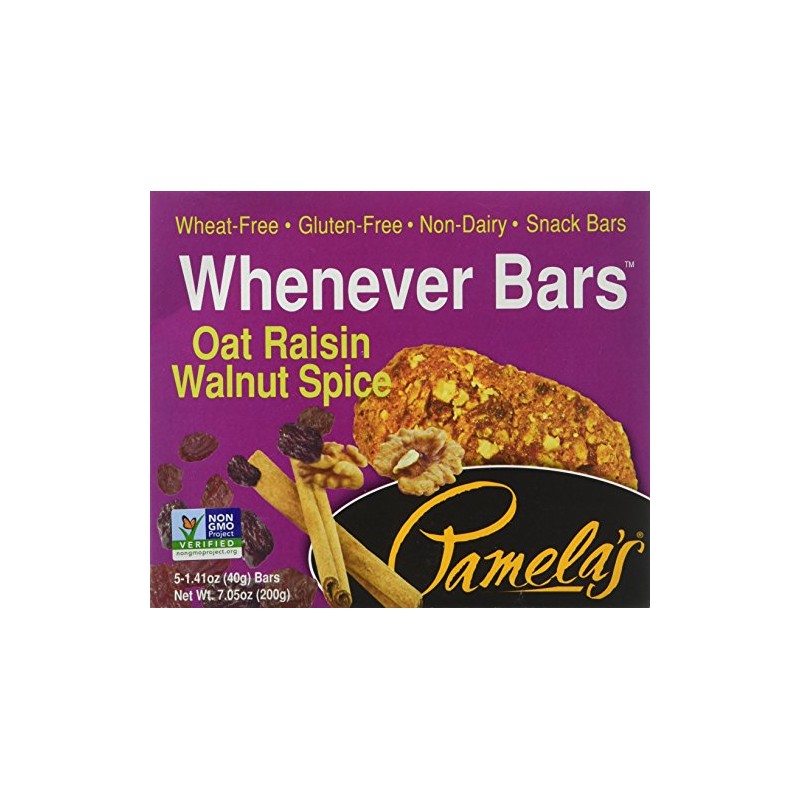 Pamela's Whenever Bars, Oat Raisin Walnut Spice, 5 ct