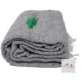 Grey Yoga Blanket -- Thick Mexican Thunderbird blanket -- Handmade and Made for Yoga!