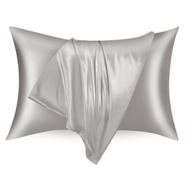 Cibhlea Satin Pillowcase for Hair and Skin Care - Standard Size, Ultra-Smooth Pillow Covers 20x26 Inches, Cooling Comfort, Set of 2 with Envelope Closure - Light Gray