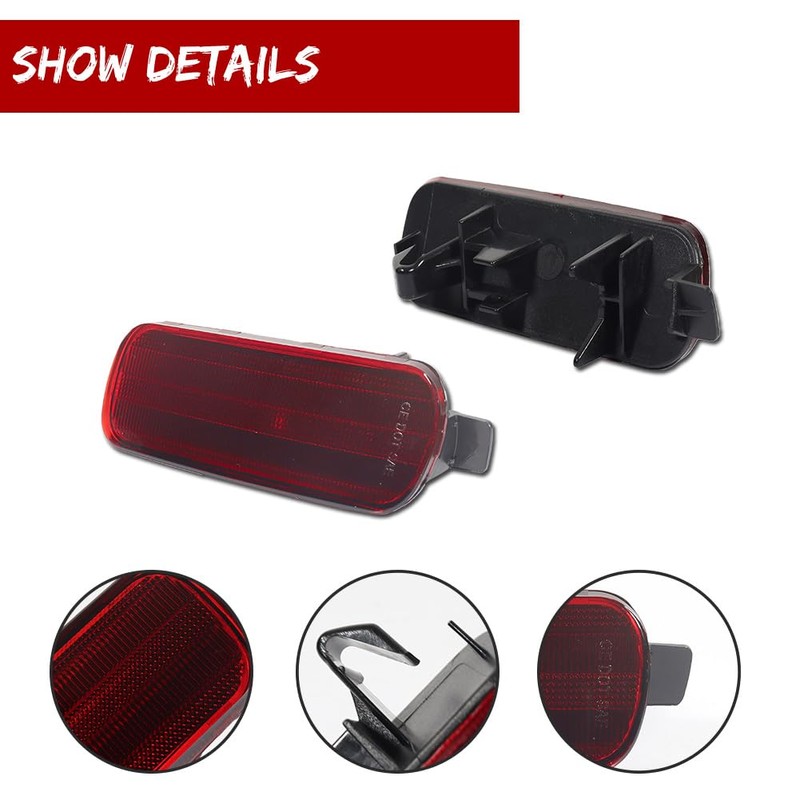 GTINTHEBOX Red Lens LED Rear Fog Bumper Reflector Brake Tail