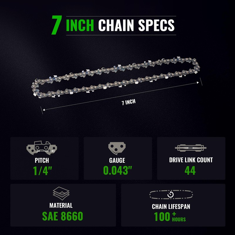 7" Chain Pitch: 1/4" Low Profile 44Drive Links Replacement Chain