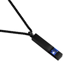 ENO Time Black Square Bar With Dark Blue Zircon Cremation Urn Necklace for Ashes Memorial Pendant stainless steel Jewelry, Metal