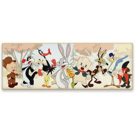 Looney Tunes Character Lineup Wood Wall Decor - Large Looney Tunes Sign for Kids' Bedroom or Movie Room
