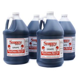 Snappy Grape Sno Cone Syrup, 4-1 Gallon (128 ounces) Size, 4 Pack, Ready to Use Snow Cone Machine Syrup, Flavored Syrup for Shaved Ice, 12 Snow Cone Flavor Options