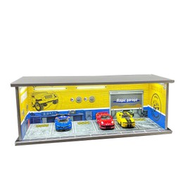 Luay Wuliza Hot Diecast Wheels Display Case 1/64 die-cast car Display case, Alloy car Model Display case with LED Light（Repair Shop Scene）