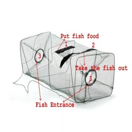 SNS 1-4pcs Fishing Bait Trap Fish Net Cast Cage Crab Minnow Crawdad Shrimp Foldable - 1pc