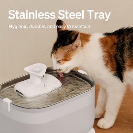 PETLIBRO Cat Water Fountain, Cat Fountain Indoor Stainless Steel Tray, 2.5L/84oz Wireless Pump Pet Water Fountain, Cat Water Dispenser with Two Flow Modes, Pet Fountain for Drinking Easy Clean