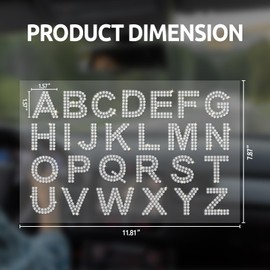 Rhinestone Self-Adhesive Alphabet Stickers A-Z Bling Crystal Letter Decals for Car Interior, Dashboard, Sunshade, Mirror, Bag DIY Decoration (Silver)