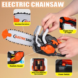 Toy Chainsaw for Kids - Kids Tool Set Pretend Play Construction Toys Kit with Tool Bag, Chainsaw Tool Set Outdoor Preschool Gardening Gift toys for 3 4 5 year old Boys & Girls