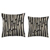 Abstract Lines Pattern in Beige on Black AEY533 Throw Pillow
