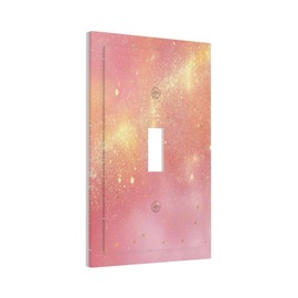 Dreamy Pink The Milky Way Golden Glitter Sparkles Stars Decorative Light Switch Cover 1 Gang Single Toggle Device Electrical Faceplate Switchplates Decorator Outlet Wall Plate for Bedroom Kids Room
