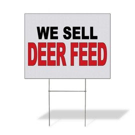 Fastasticdeals Weatherproof Yard Sign We Sell Deer Feed Black Red Food Bar Restaurant Truck Lawn Garden Store 24x18 Inches 1 Side Print