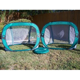PASS 4 x 3 Ft. Teal Pop-up/Fold-able, Portable Soccer Football Nets w/Carry Case. Two 4x3 Foot Soccer Goals (Pair)