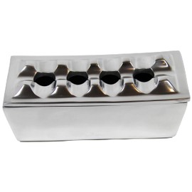 U.Like Relax Zone Cigar Ashtray made from Aluminum Metal / Wind Resistant Ashtray for Cigars to Cigarillos ,4 Holes Design, Windproof Hand Crafted for indoor and outdoor usage (Silver)