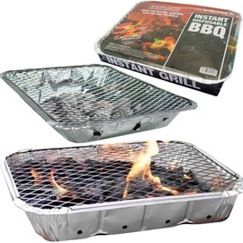Quick And Easy Barbecue Instant Disposable BBQ - Ready To Cook In 15 Minutes - Mini BBQ Grill - Includes Tray, Charcoal, Lighting Paper and Wire Stand - Great for Meat, Fish and Veggies (10)