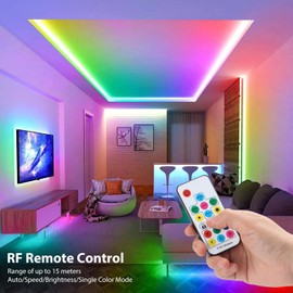 dephen ICRGB COB LED Strip Light, 16.4ft/5M Color Changing LED Rope LightIing, RGBW LED Strip with Remote, Music Sync 12V Colored Light Strip for Bedroom,Party,Christmas,DIY Decor