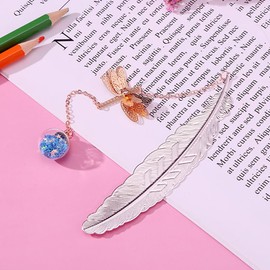 ARFUKA Bookmarks Feather Metal Bookmark Reading Book Markers with Butterfly and Dragonfly Pandent Gifts for Women, Kids, Teens Girls, Readers and Book Lovers Pack of 4