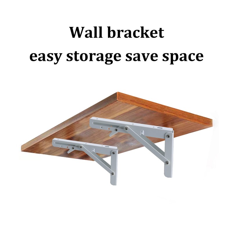 esahpss 2 Pack 8IN Folding Shelf Brackets,White Heavy Duty Matte