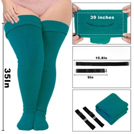 Neoviancia Plus Size Thigh High Socks for Women Thick Thigh- Widened Extra Long Thick Knit Over the Knee Stockings- Boot Socks Leg Warmers