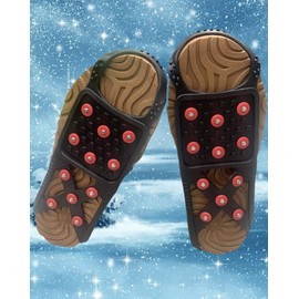 Snow and Ice Grips, Spikes, Anti Slip, Crampon Cleats Overshoe, for Walking, Running, Climbing, Hiking, 3 Sizes (Medium)