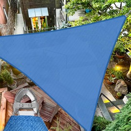 TANG 20'x20'x20' Sun Shade Sail Triangle Shade Cloth Canopy, A Ring with Steel Cable Wire Reinforcement,UV Block Heavy Duty 260 GSM for Patio Pergola Garden Deck Carport Cover, Blue