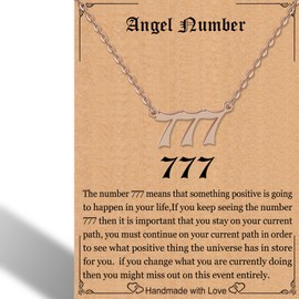 RWQIAN Angel Number Rose Gold 777 Necklace For Women,Dainty Silver Plated Number 339 Pendant Choker Chain Numerology Jewelry Necklace Gifts for Women Girls