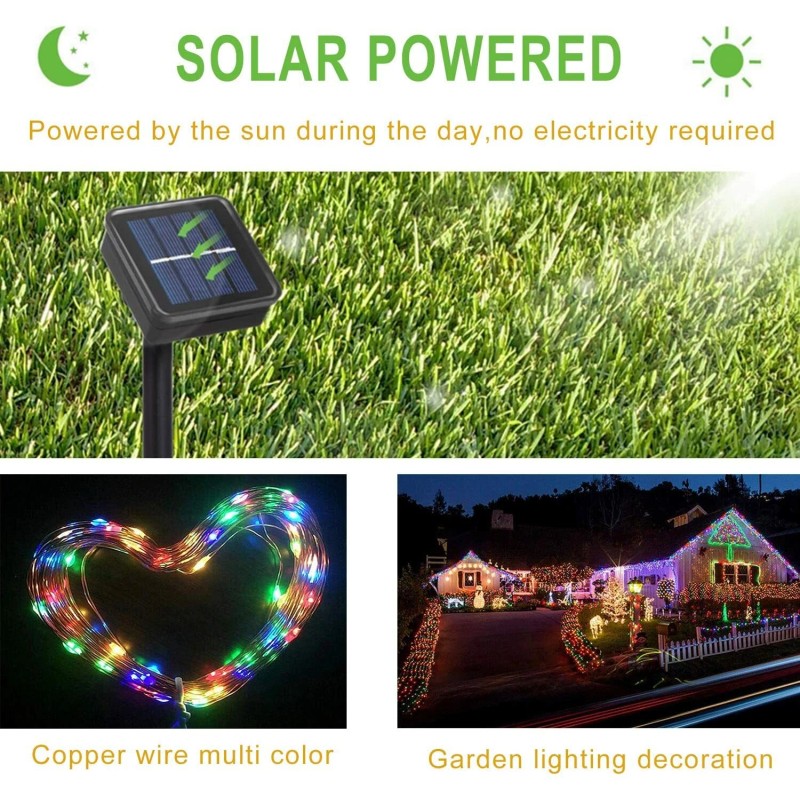 SOWAZ Solar Copper Wire String Light Color Changing Patio Yard
