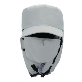 LLmoway Winter Hats with Ear Flaps for Men Cold Weather Ski Snow Windproof Waterproof Warm Faux Fur Trooper Trapper Hat Light Grey