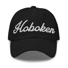 Hoboken Baseball Cap Hoboken Dad Hat Bold Baseball Script California CA Hat Embroidered Souvenir Gift Black