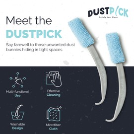 Reusable Feather Duster & Crevice Cleaning Brush | Versatile Cleaning Tools for Blinds, Window Tracks, Shutters, Baseboards, Kitchen Gaps | Microfiber Window & Space Cleaner (Pack of 2)