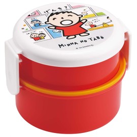 Skater ONWR1AG-A Bento Box, 16.9 fl oz (500 ml), 2-Tier, Round, Rice Ball Case, Antibacterial, Minna no Taabo, Made in Japan