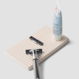 NICITY Diatomite Razor Holder for Shower,Water Absorption Fast Drying Natural Diatomite Tray for Razor Soap Shaving Cream Foam Bottle Face Wash (Beige)