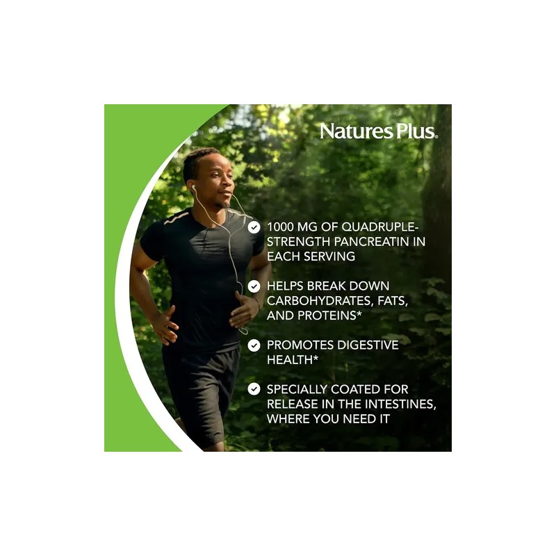 Pancreatina NaturesPlus 1000mg 60 Comprimidos Suplemento Nutricional Enzimas