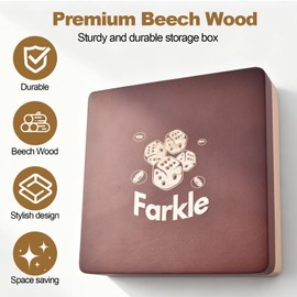 Farkle Dice Tray and Storage Case – Deluxe Farkle Classic Dice Game Includes 2 Sets of Dice, 50-Page Score Pad, Pen Holder & Built-in Scoring Guide, Perfect Family Game Night Farkle Set
