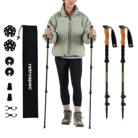 Retrospec Solstice Hiking Poles for Men & Women - Adjustable and Collapsible Lightweight Walking & Trekking Sticks - Aluminum w/ Cork or Foam Grip