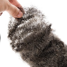 Linkmai Afro Bulk 100% Natural Human Hair,Salt & Pepper, 8Inch, 30g/1OZ for Braids, Loc Fix, Bulking Dreadlock Extensions & Twisting Knot & DIY Your Own Style