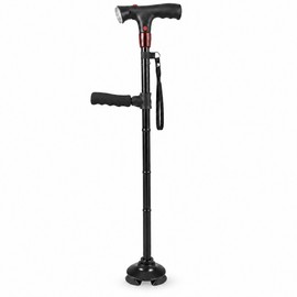 Collapsible Telescopic Folding Cane Elder Cane LED Walking Trusty Sticks Elder Crutches For Mothers The Elder Fathers With Alarm