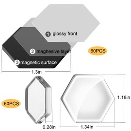 Honeydak 121 Pcs DIY Fridge Glass Magnets Kit with Large Paper Punches Ferrite Ceramic Magnets with Adhesive Backing and Transparent Glass for DIY Craft Refrigerator Office Whiteboard(Hexagon)